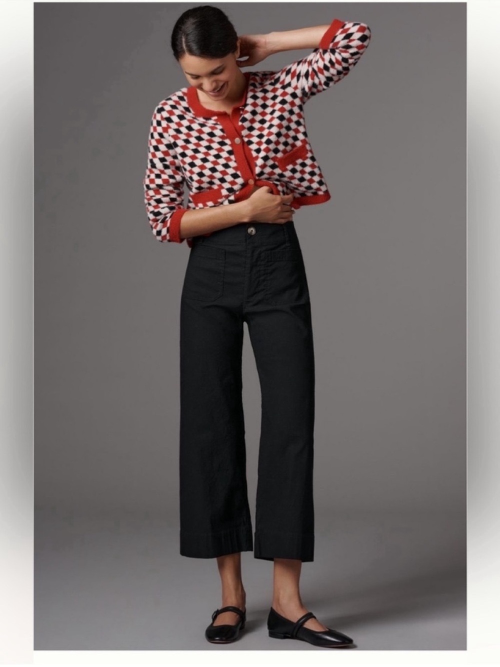 Maeve Anthropologie The Colette Wide Leg Pants Linen blend black 28